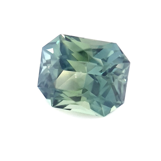 1.61ct Australian Sapphire, Parti, Blue, Green, Teal - Radiant Cut