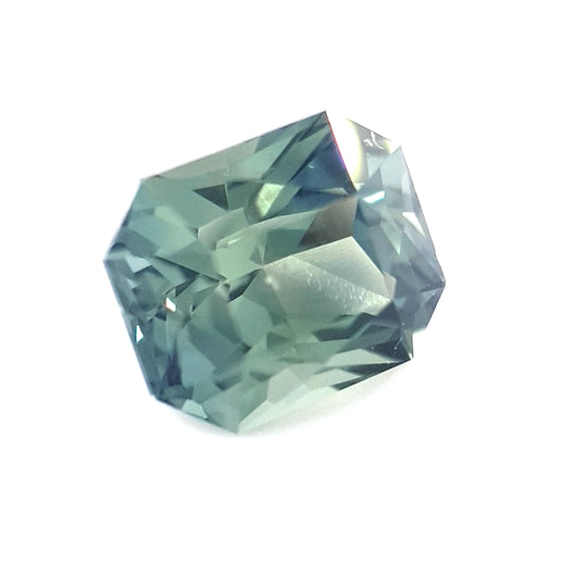 1.61ct Australian Sapphire, Parti, Blue, Green, Teal - Radiant Cut