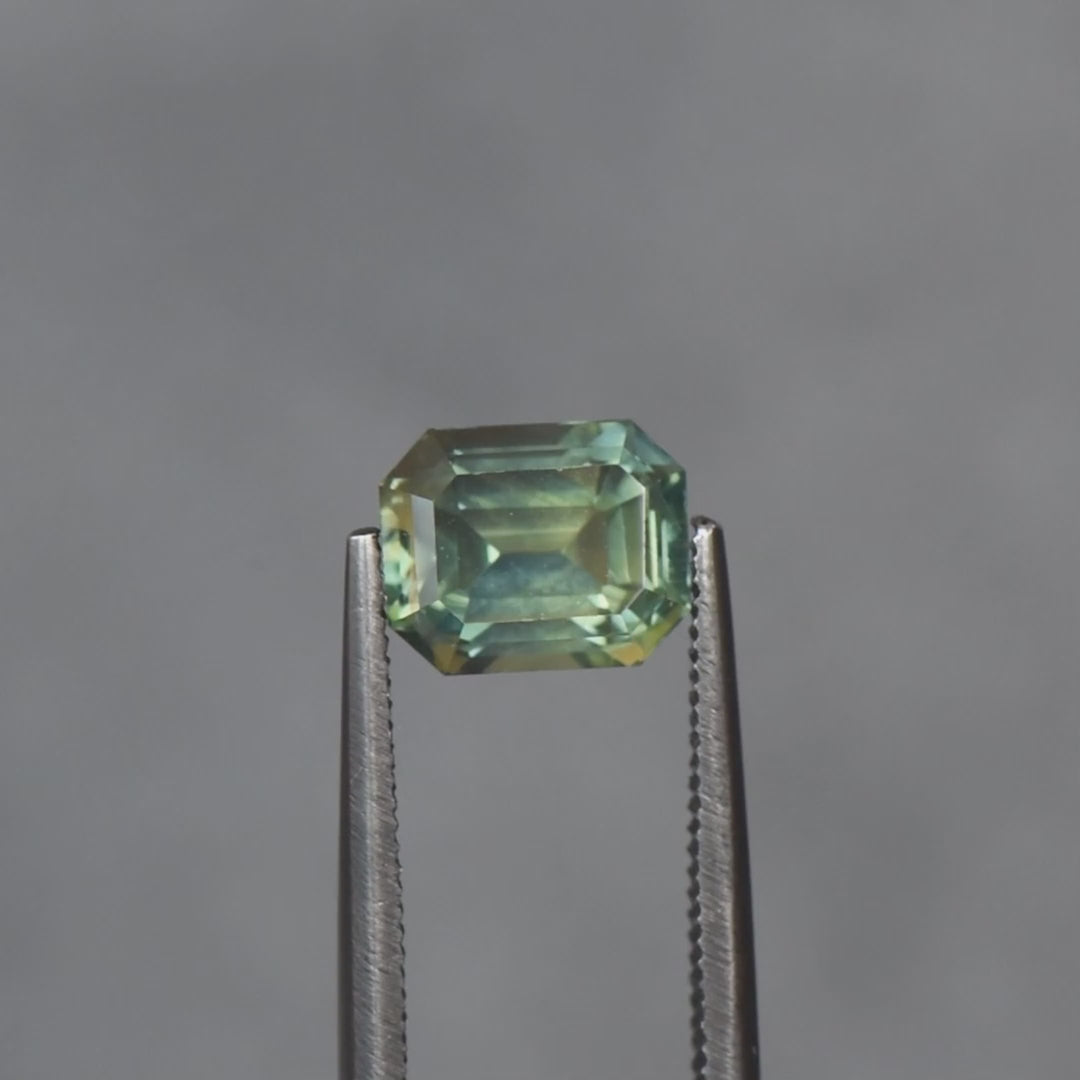 2.51ct Australian Sapphire, Parti Blue, Yellow, Green, Teal - Emerald Cut