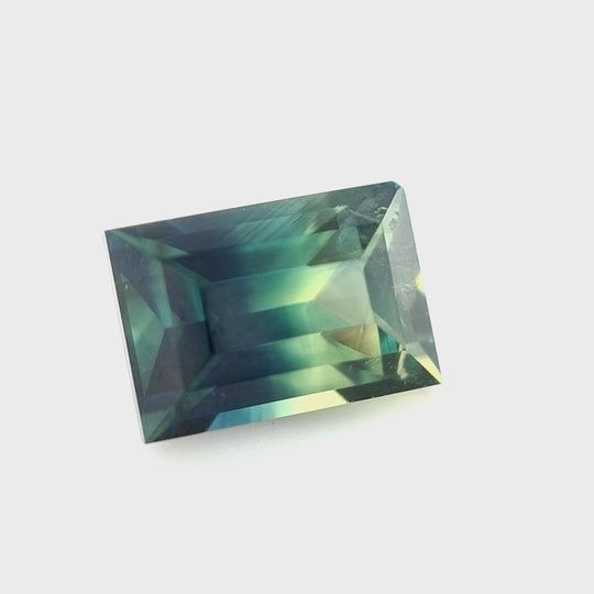 1.51ct Australian Sapphire Parti Yellow, Teal, Blue, Green - Baguette Cut