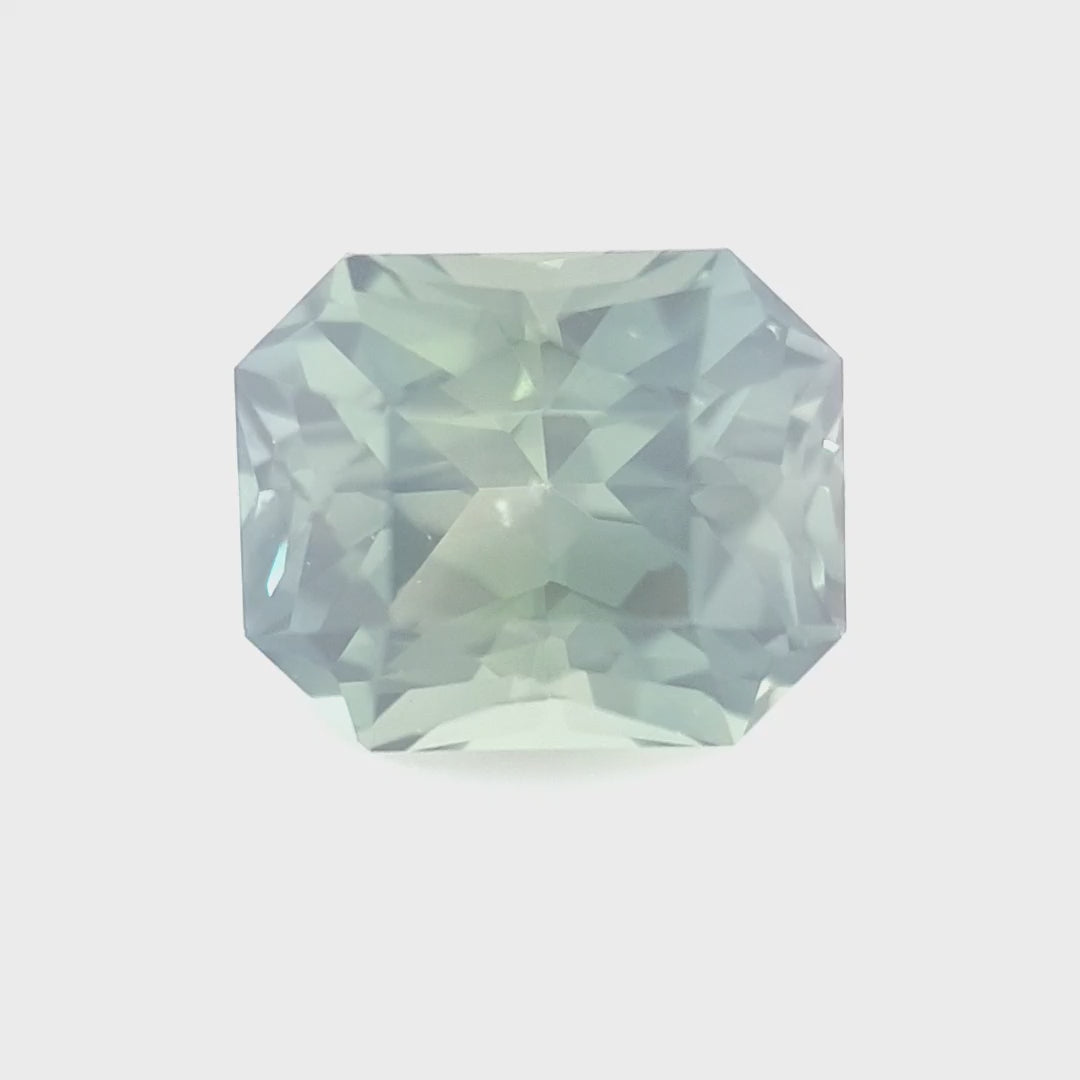 1.61ct Australian Sapphire, Parti, Blue, Green, Teal - Radiant Cut