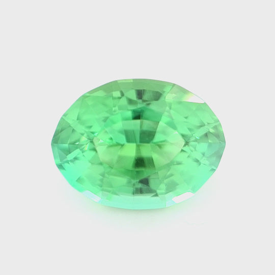 3.36ct Nigerian Tourmaline, Neon Green, Teal - Oval Cut