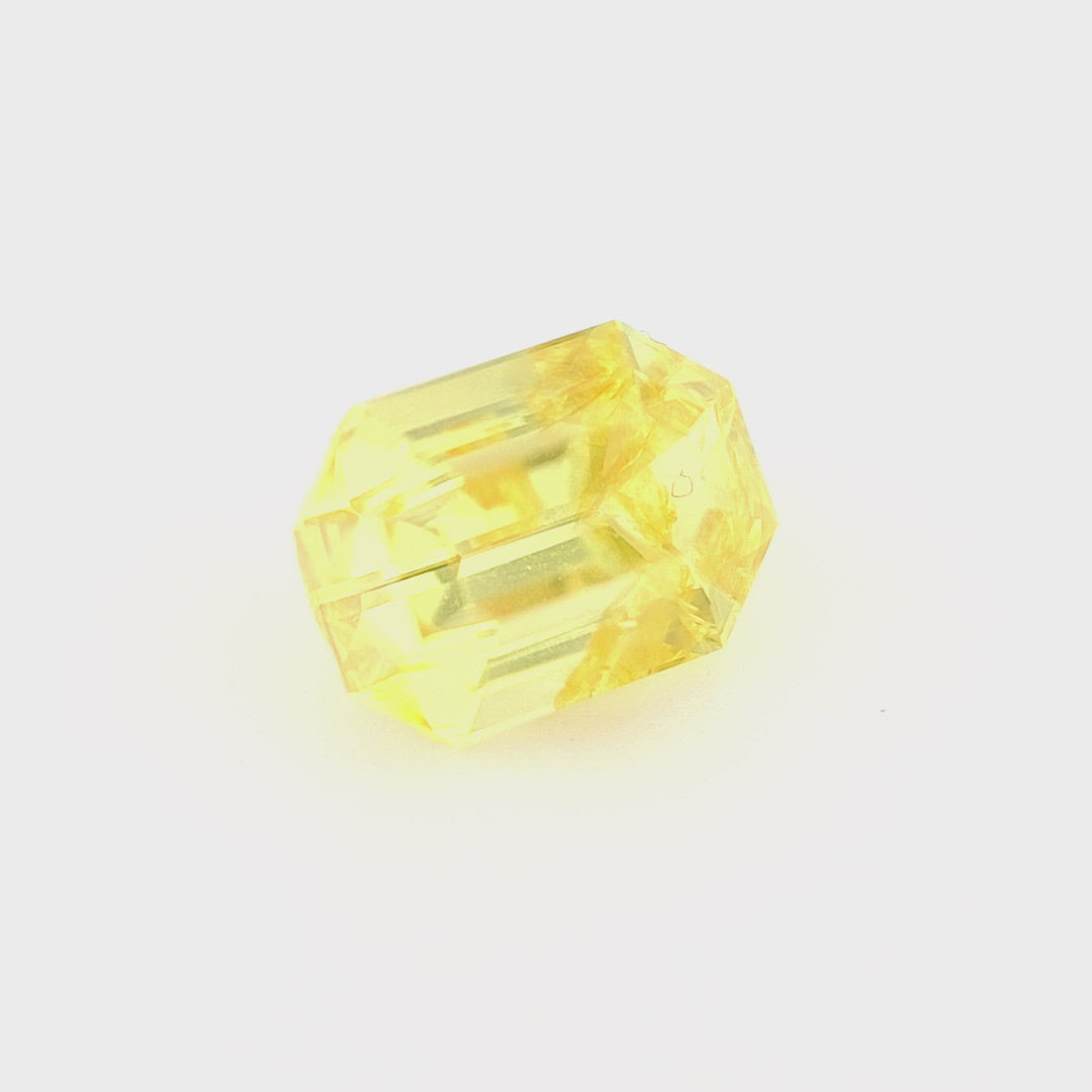 1.36ct Australian Sapphire, Intense Yellow - Emerald cut