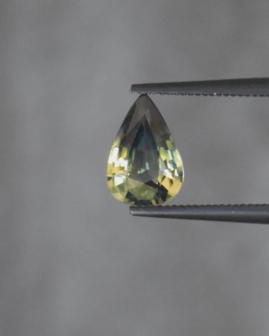1.23ct Australian Sapphire, Parti, Blue, Yellow, Teal - Pear