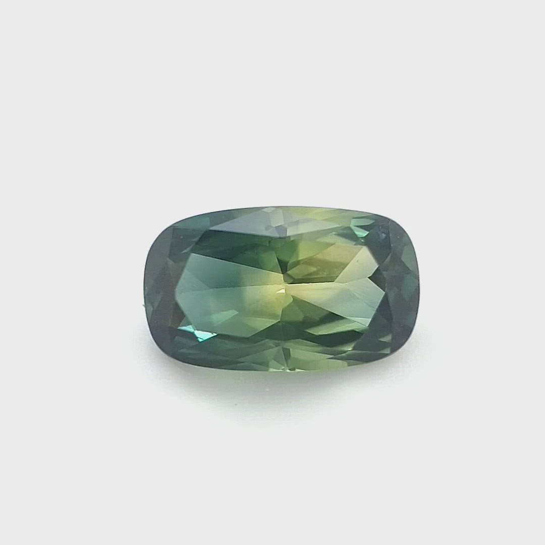 1.36ct Australian Sapphire, Parti, Blue, Yellow - Cushion Cut