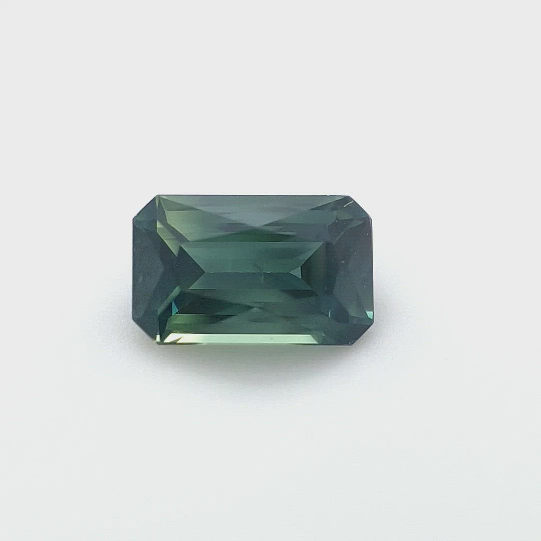 0.84ct Australian Sapphire, Parti, Teal, Blue, Green - Radiant Cut
