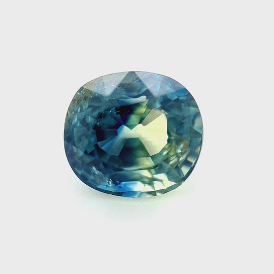 1.05ct Australian Sapphire, Parti Blue, Yellow, Teal - Cushion
